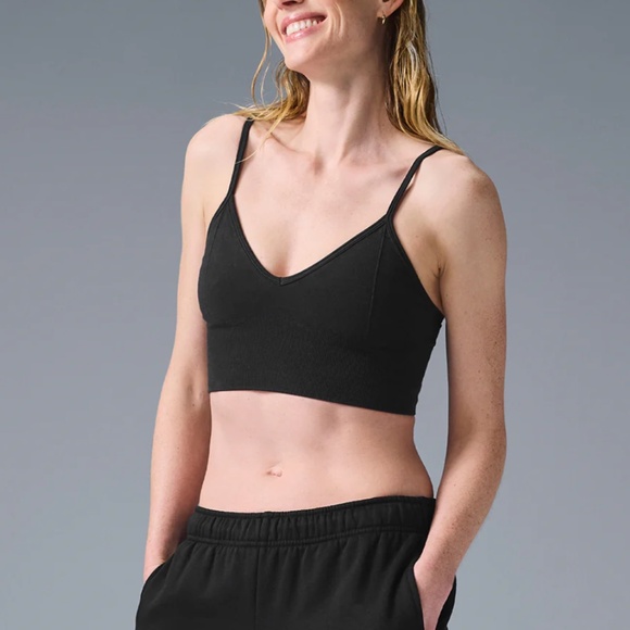 ALO Yoga Delight Seamless Bralette Black Size Small SM Lounge Pilates Sleep - Picture 1 of 3